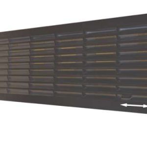 Kratka wentylacyjna PVC 338x132mm, posiadająca siatkę na owady, regulowana/ CZARNA